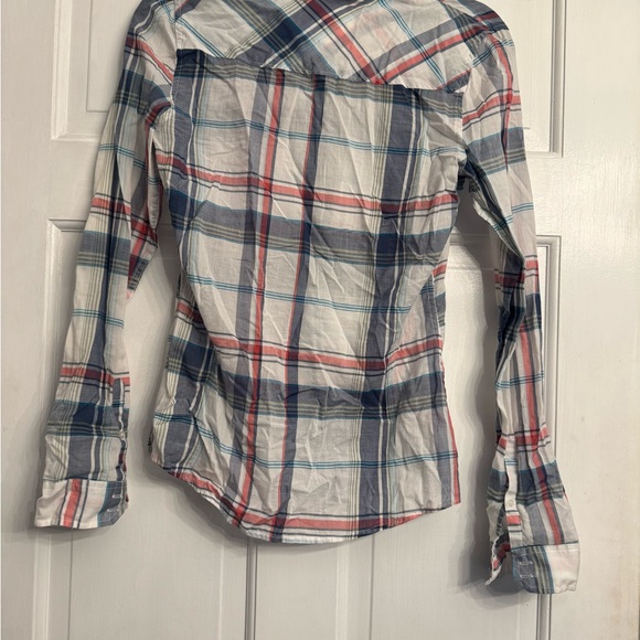 Hollister women’s sheer Multicolor Plaid Shirt - Picture 2 of 5